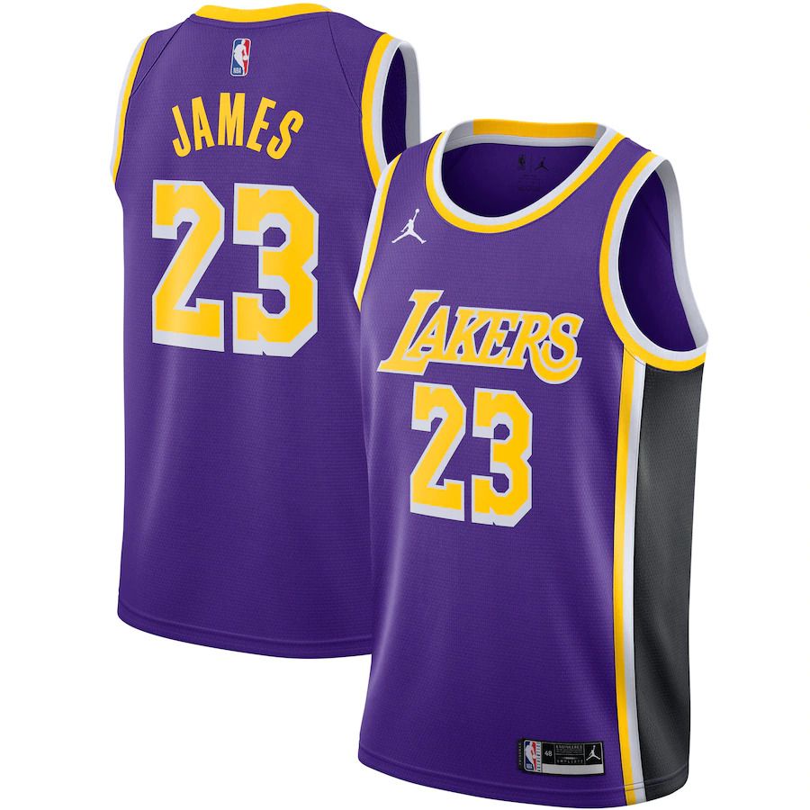 Men Los Angeles Lakers 23 LeBron James Jordan Brand Purple Swingman NBA Jersey